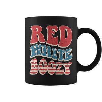 Red White & Boozy Retro Usa America Flag Happy 4Th Of July Coffee Mug - Monsterry CA