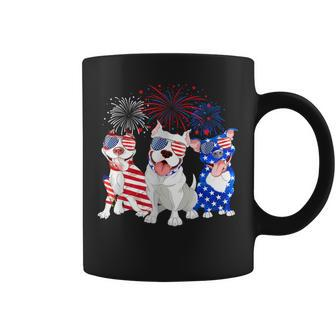 Red White Blue Pitbull Mom Dad American Us Flag 4Th Of July Coffee Mug - Monsterry UK