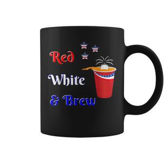 Red White And Brew Beer Pong Fourth Of July Party Coffee Mug - Monsterry