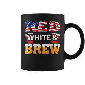 Red White And Brew Grunge Flag Coffee Mug - Monsterry