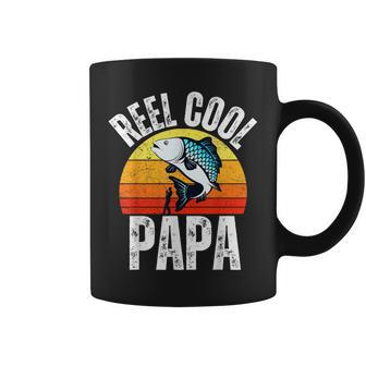 Reel Cool Papa Fishing Retro Fisherman Dad Fathers Day Coffee Mug - Thegiftio UK