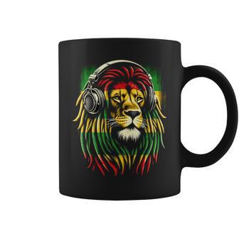 Reggae Lion Roar Rasta With Headphones Coffee Mug - Seseable