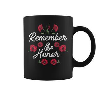 Remember And Honor Usa Memorial Day Red Poppy Flower Coffee Mug - Seseable