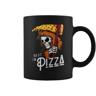Rest In Pizza Grim Reaper With Fast Food Scythe Coffee Mug - Monsterry CA