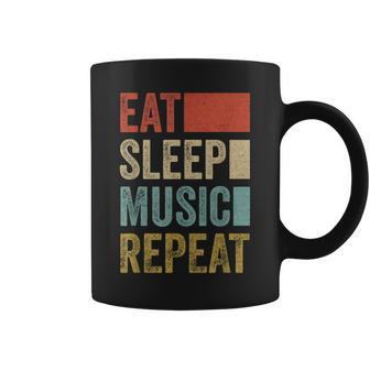 Retro 70S 80S Eat Sleep Music Repeat Vintage Music Coffee Mug - Monsterry DE