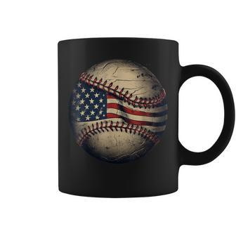 Retro American Flag Baseball Team Baseball Player Coffee Mug | Mazezy