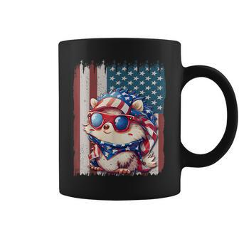 Retro American Flag Hedgehog Dad Mom 4Th Of July Coffee Mug - Monsterry DE