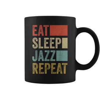 Rétro Années 70 Eat Sleep Jazz Repeat Tasse - Cadeauxyz