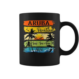 Retro Aruba Family Vacation 2024 Sunset Beach Summer Trip Coffee Mug - Thegiftio UK