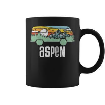 Retro Aspen Colorado Outdoor Hippie Van Graphic Coffee Mug | Mazezy