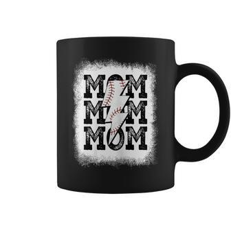 Retro Baseball Mama Distressed Lightning Bolt Mom Life Coffee Mug - Monsterry DE