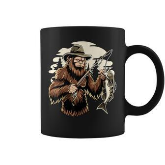 Retro Bigfoot Sasquatch Fishing Bassquatch Fisherman Coffee Mug - Thegiftio UK