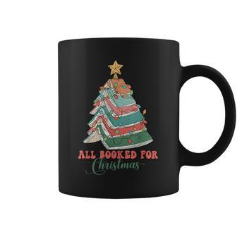 Retro All Booked For Christmas Book Lover Cute Teacher Xmas Coffee Mug - Seseable