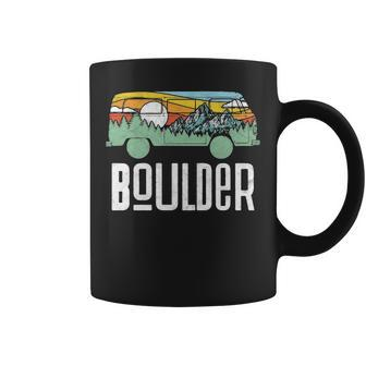 Retro Boulder Colorado Outdoor Hippie Van Graphic Coffee Mug | Mazezy