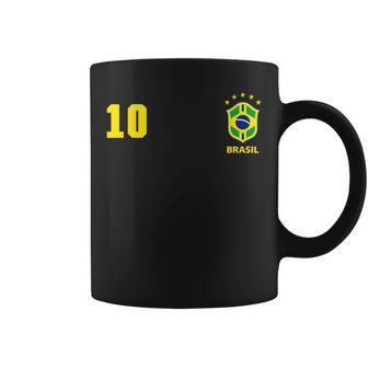 Retro Brazil Soccer Brazilian Futebol Jersey Brasil No 10 Coffee Mug - Thegiftio UK
