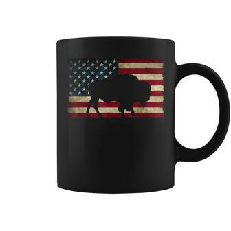 Retro Buffalo American Flag Usa Bison Coffee Mug - Thegiftio UK