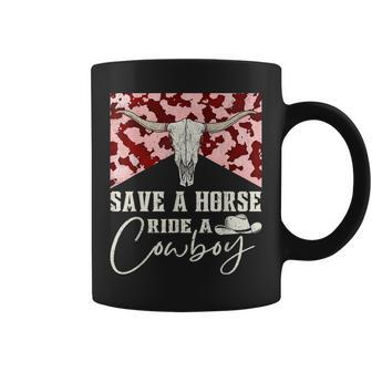 Retro Bull Skull Western Country Save A Horse Ride A Cowboy Coffee Mug - Monsterry AU