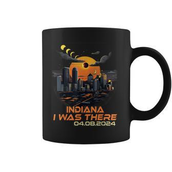 Retro Cityscape Total Solar Eclipse 2024 Indiana Coffee Mug - Seseable