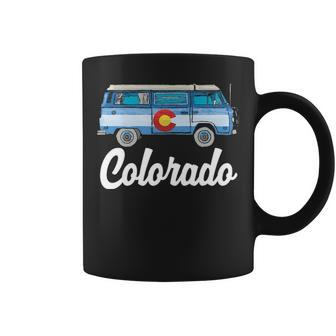 Retro Colorado Hippie Van Sketch Graphic Coffee Mug | Mazezy