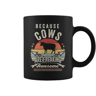 Retro Because Cows Are Freaking Awesome Cow Coffee Mug | Mazezy