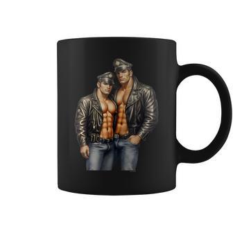 Retro Dom Gay Leather Biker Gay Pride Daddy Bear Mustache Coffee Mug - Monsterry AU