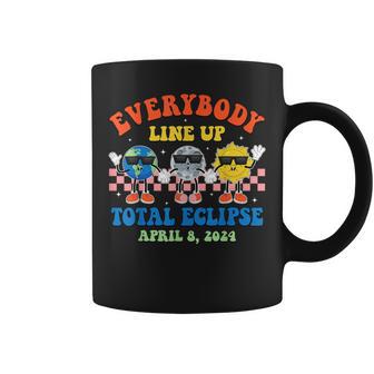 Retro Everybody Line Up Total Solar Eclipse 2024 Earth Moon Coffee Mug - Monsterry UK