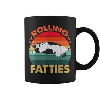 Retro Fat Kitten Cat Rolling Fatties Coffee Mug - Monsterry