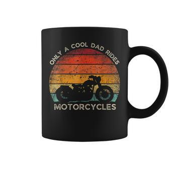 Retro Father's Day Only A Cool Dad Rides Motorcycles Biker Coffee Mug - Seseable