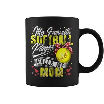 Retro My Favorite Softball Player Calls Me Mom Mother's Day Coffee Mug - Monsterry DE