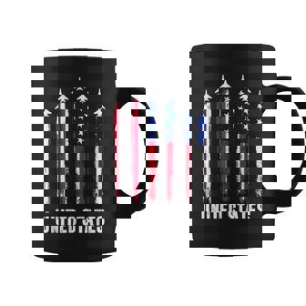 Retro Fighter Jet Airplane Usa Flag 4Th Of July Patriotic Coffee Mug - Seseable