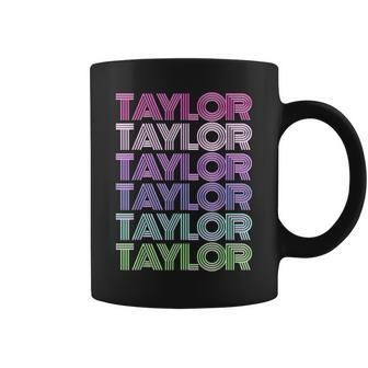 Retro First Name Taylor Girl Boy Surname Repeated Pattern Coffee Mug - Seseable