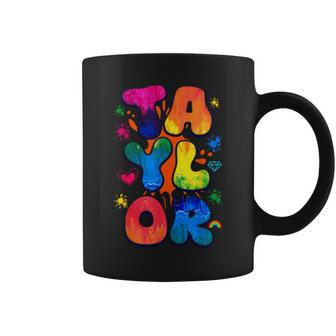Retro First Name Taylor Girl Personalized Boy Groovy 80'S Coffee Mug - Monsterry