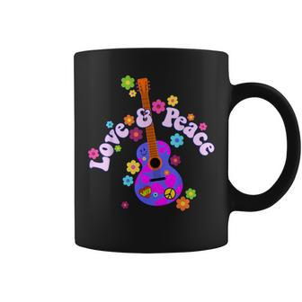 Retro Flower Power Guitar Love And Peace 2 Fan Fun Coffee Mug - Thegiftio UK
