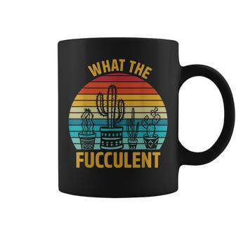 Retro What The Fucculent Cactus Succulent Coffee Mug - Thegiftio UK