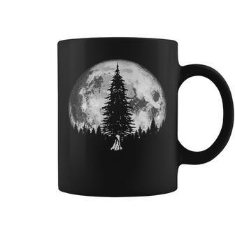 Retro Full Moon & Minimalist Pine Tree Vintage Graphic Coffee Mug - Monsterry CA