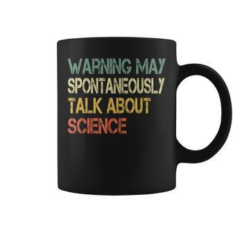 Retro Scientist Warning May Talk About Science Teacher Coffee Mug - Monsterry