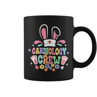 Retro Groovy Cardiology Crew Cardiac Nurse Bunny Ear Easter Coffee Mug - Seseable