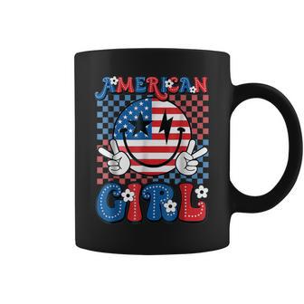 Retro Groovy Fourth 4Th Of July Smile American Girl Coffee Mug - Monsterry UK