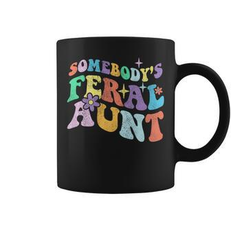 Retro Groovy Somebody's Feral Aunt On Back Coffee Mug - Monsterry AU