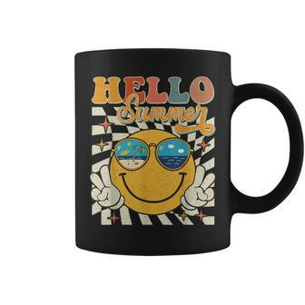Retro Groovy Hello Summer Smile Face Hello Beach Vacation Coffee Mug - Monsterry CA