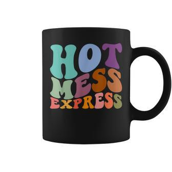 Retro Groovy Hot Mess Express Sarcastic Mom Mother's Day Coffee Mug - Monsterry