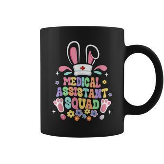 Retro Groovy Medical Assistant Squad Bunny Ear Flower Easter Coffee Mug | Mazezy