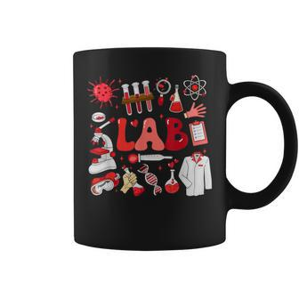 Retro Groovy Valentines Lab Tech Medical Laboratory Science Coffee Mug - Seseable