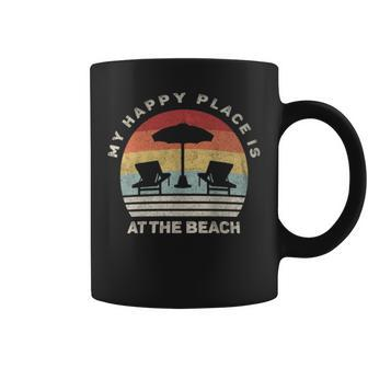 Retro My Happy Place Is At The Beach Summer Coffee Mug - Monsterry