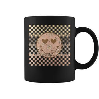 Retro Happy Smile Checkered Pattern Trendy Coffee Mug - Monsterry