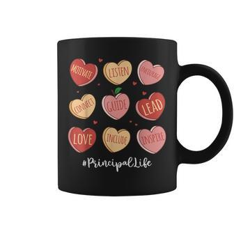 Retro Hearts School Principal Life Valentines Day Coffee Mug - Monsterry