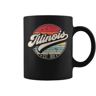 Retro Illinois Home State Il Cool 70S Style Sunset Coffee Mug - Monsterry