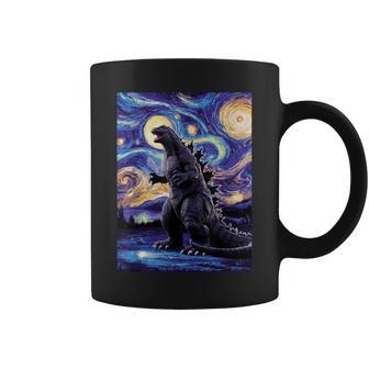 Retro Japanese Kaiju Monster Starry Night Parody Coffee Mug | Mazezy