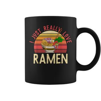 Retro Japanese Noodles Lover I Just Really Love Ramen Coffee Mug - Monsterry