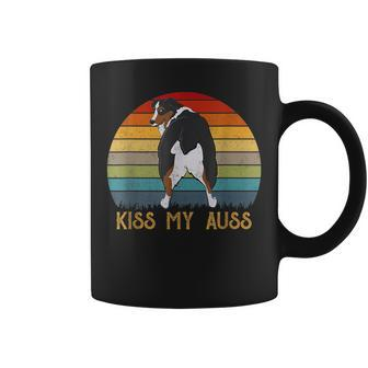 Retro Kiss My Auss Aussie Mom Australian Shepherd Coffee Mug - Monsterry DE